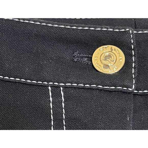 St John Sport Black White Stitches Stretch Jeans Pants - Picture 7 of 10